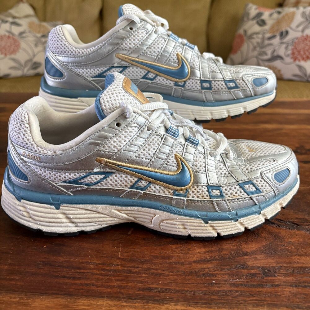 Nike P-6000 Metallic Silver Aegean Storm Running Shoe Size M6.5 W8